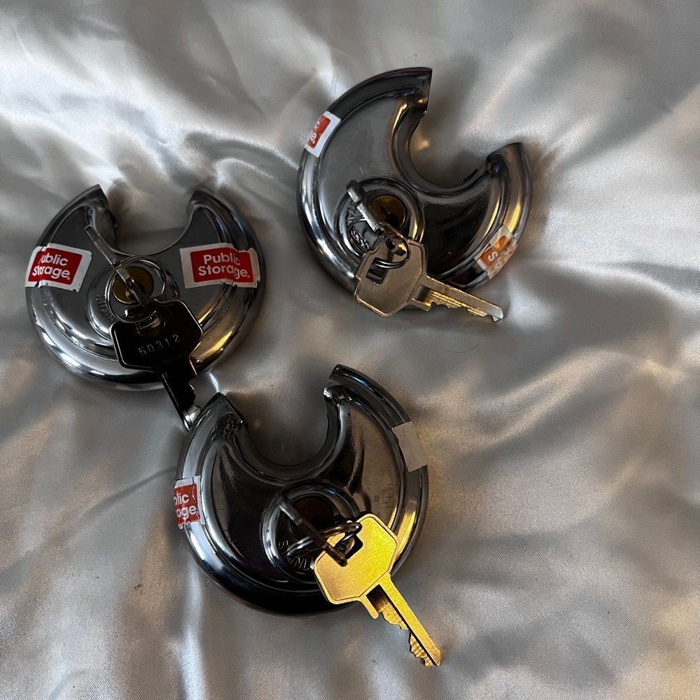 Silver Disc Padlocks with Keys - Set of 3